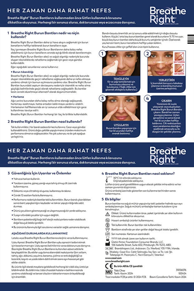 Breathe Right Extra Burun Bandı 10 Adet