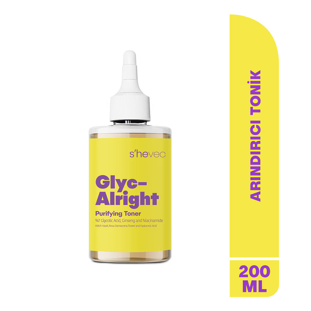 s'hevec Gözenek Sıkılaştırıcı ve Leke Karşıtı Glikolik Asit 200 ml Vegan Tonik Glyc–Alright