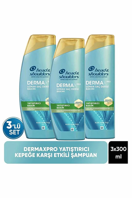 Head & Shoulders DermaXPRO Yatıştırıcı Kepek Karşıtı Şampuan Aloe Vera Özü ve Seramid ile 300ml x 3 Adet