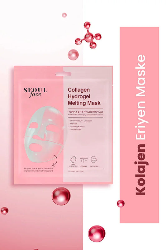 Dermal Kolajen Hydrojel Şeffaflaşan Kore Yüz Maskesi Nemlendirici Besleyici Eriyen Maske 34 gr