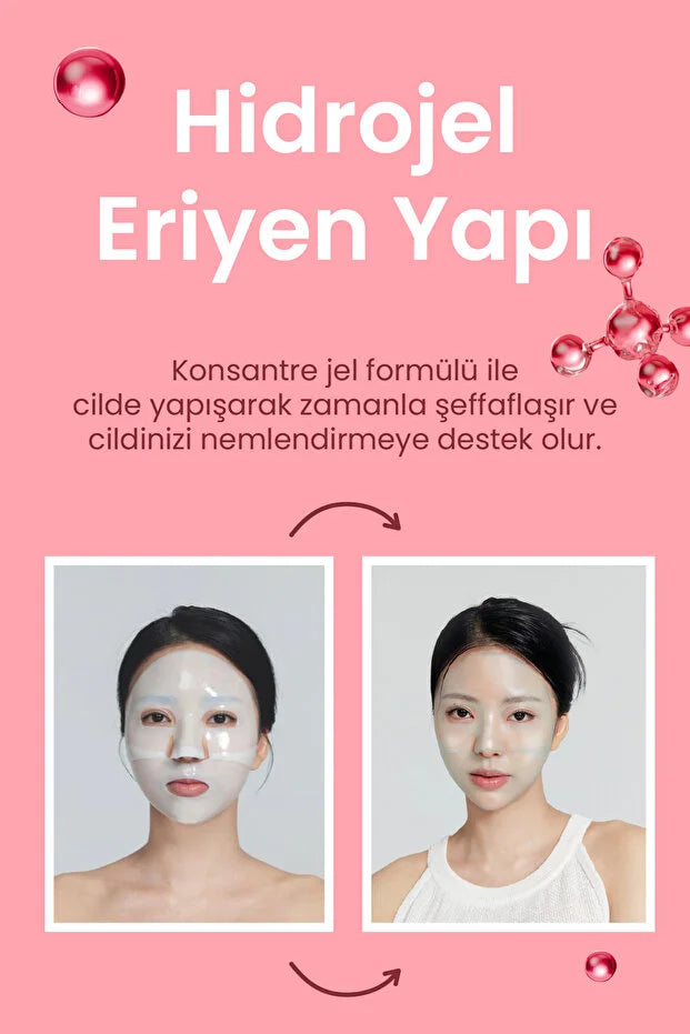 Dermal Kolajen Hydrojel Şeffaflaşan Kore Yüz Maskesi Nemlendirici Besleyici Eriyen Maske 34 gr