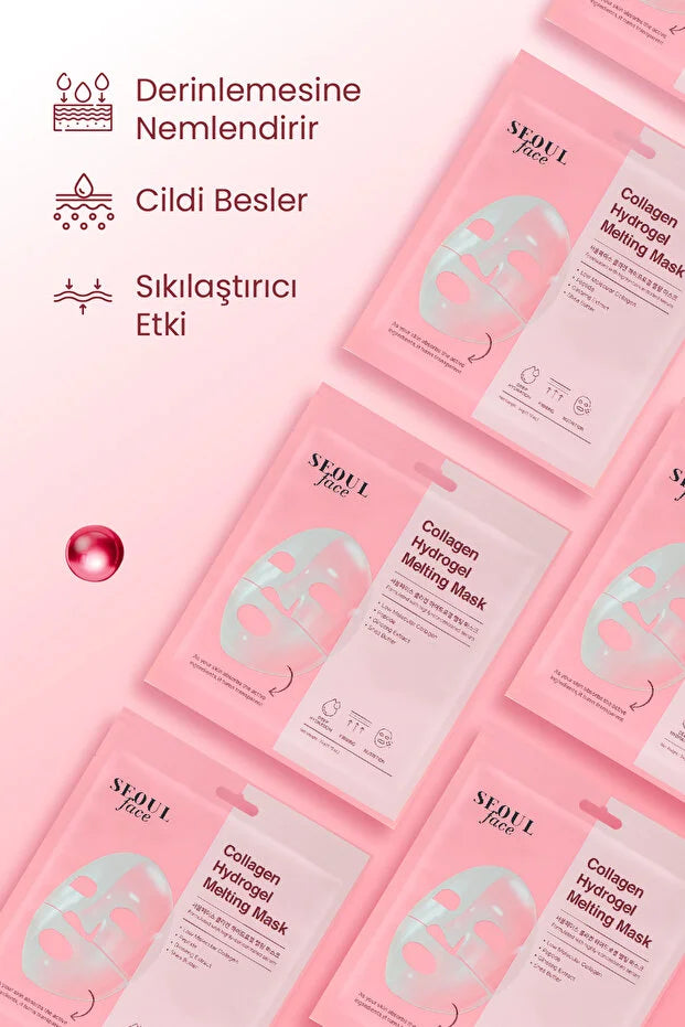 Dermal Kolajen Hydrojel Şeffaflaşan Kore Yüz Maskesi Nemlendirici Besleyici Eriyen Maske 34 gr