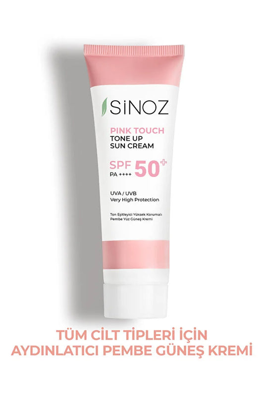 Sinoz Pink Touch SPF50+ Aydınlatıcı Pembe Yüz Güneş Kremi PA++++ Tüm Ciltler için 50ml