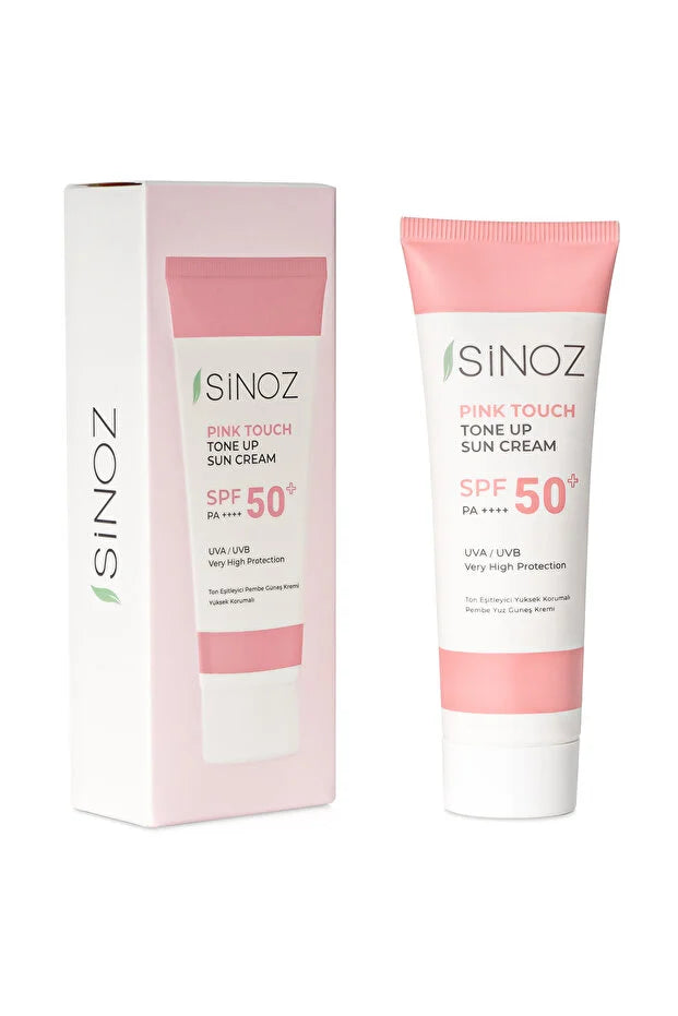 Sinoz Pink Touch SPF50+ Aydınlatıcı Pembe Yüz Güneş Kremi PA++++ Tüm Ciltler için 50ml